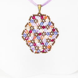 Pendant 30cm - Terence Oval-Mauve Suedine - Pendant 30cm - Laiton bronze